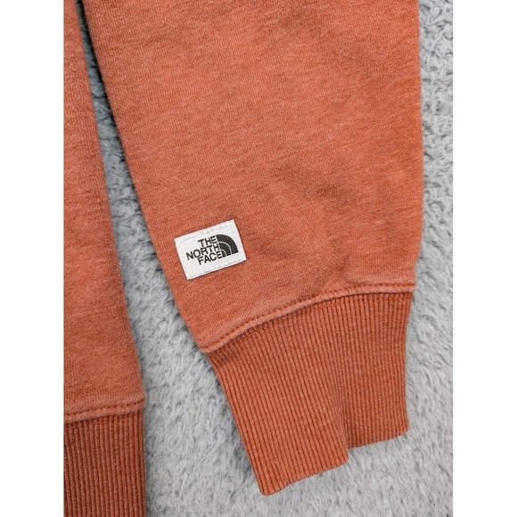 The North Face Hoodie Mens Medium Rust Orange Pullover Logo Fleece Sweatshirt - Picture 2 of 11